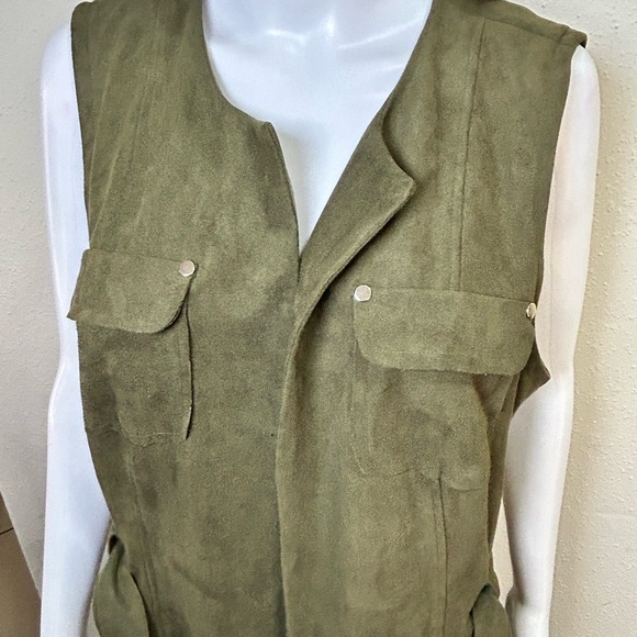 Chico's Olive faux suede Sleeveless Vest - Picture 10 of 14